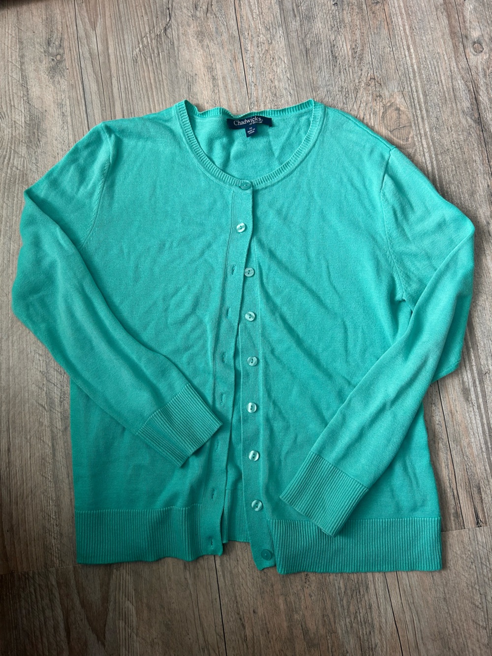 Chadwicks Teal Button-Front Cardigan Sweater